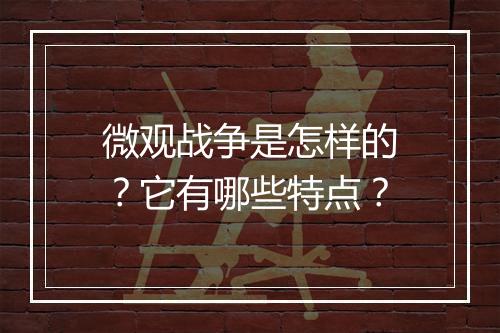 微观战争是怎样的？它有哪些特点？