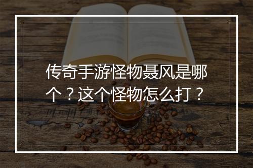 传奇手游怪物聂风是哪个？这个怪物怎么打？