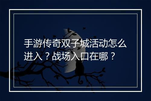 手游传奇双子城活动怎么进入？战场入口在哪？