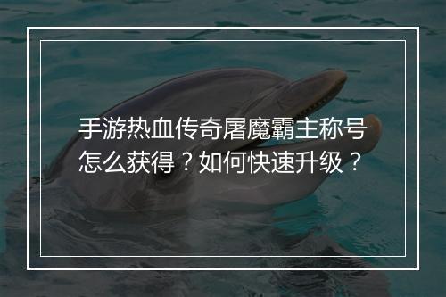 手游热血传奇屠魔霸主称号怎么获得？如何快速升级？