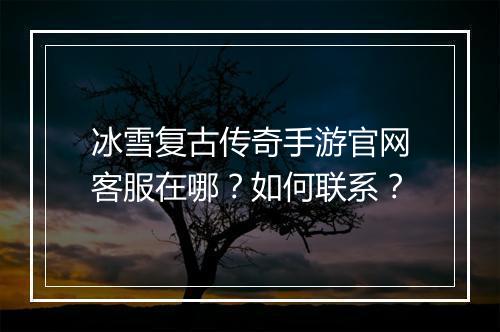 冰雪复古传奇手游官网客服在哪？如何联系？