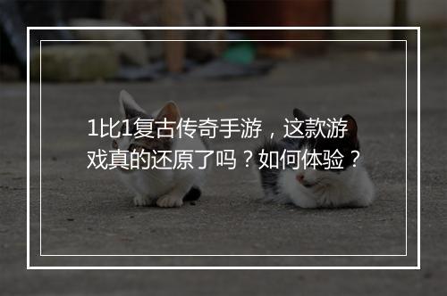 1比1复古传奇手游，这款游戏真的还原了吗？如何体验？
