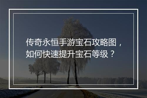 传奇永恒手游宝石攻略图，如何快速提升宝石等级？