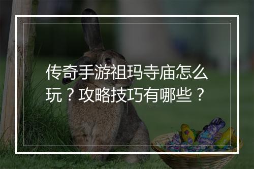 传奇手游祖玛寺庙怎么玩？攻略技巧有哪些？