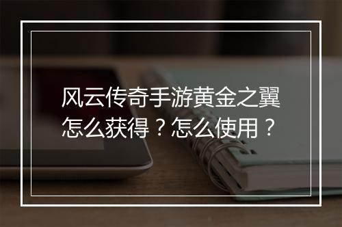 风云传奇手游黄金之翼怎么获得？怎么使用？