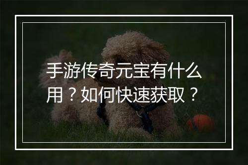 手游传奇元宝有什么用？如何快速获取？