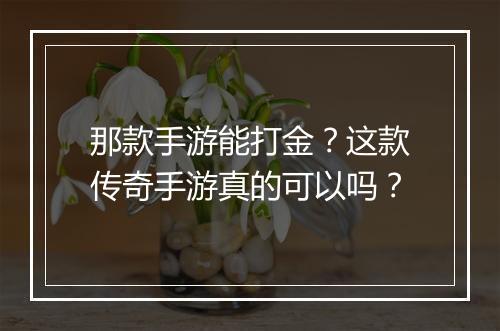 那款手游能打金？这款传奇手游真的可以吗？