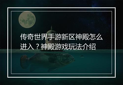 传奇世界手游新区神殿怎么进入？神殿游戏玩法介绍