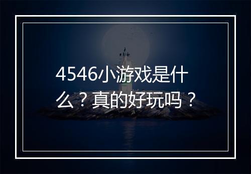 4546小游戏是什么？真的好玩吗？