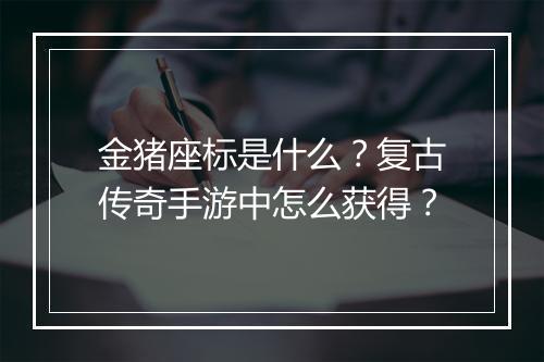 金猪座标是什么？复古传奇手游中怎么获得？
