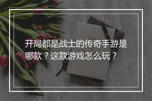 开局都是战士的传奇手游是哪款？这款游戏怎么玩？