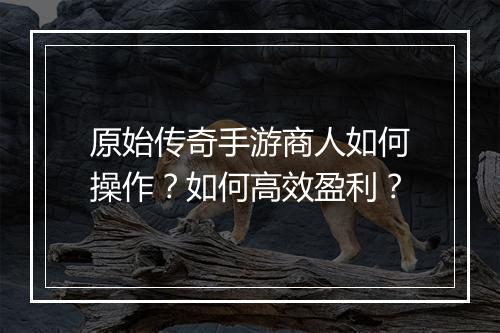 原始传奇手游商人如何操作？如何高效盈利？