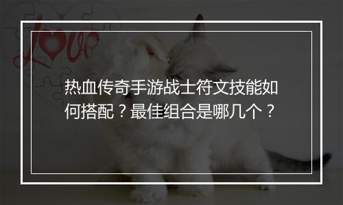 热血传奇手游战士符文技能如何搭配？最佳组合是哪几个？