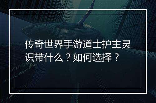 传奇世界手游道士护主灵识带什么？如何选择？