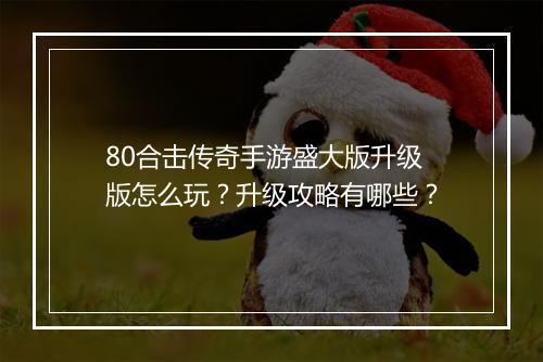 80合击传奇手游盛大版升级版怎么玩？升级攻略有哪些？