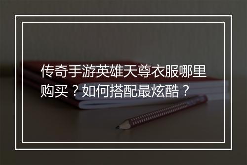 传奇手游英雄天尊衣服哪里购买？如何搭配最炫酷？