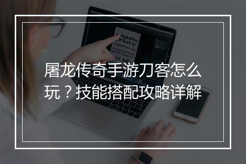 屠龙传奇手游刀客怎么玩？技能搭配攻略详解