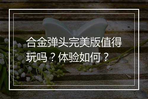 合金弹头完美版值得玩吗？体验如何？
