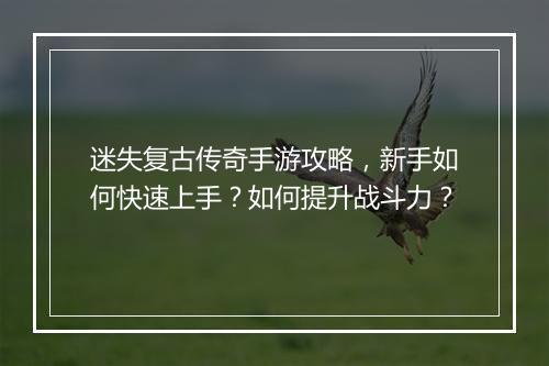 迷失复古传奇手游攻略，新手如何快速上手？如何提升战斗力？
