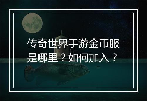 传奇世界手游金币服是哪里？如何加入？