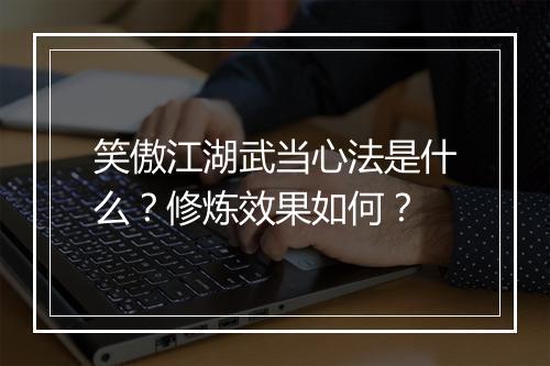 笑傲江湖武当心法是什么？修炼效果如何？