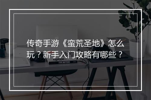 传奇手游《蛮荒圣地》怎么玩？新手入门攻略有哪些？