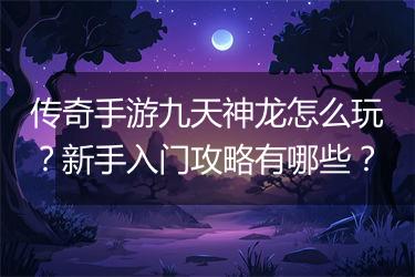 传奇手游九天神龙怎么玩？新手入门攻略有哪些？