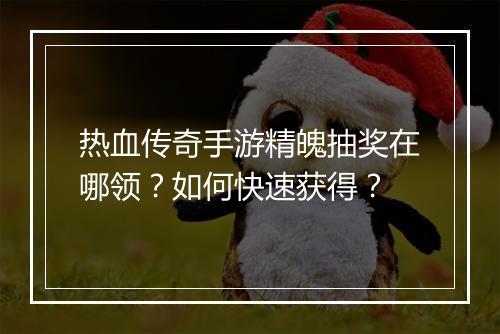 热血传奇手游精魄抽奖在哪领？如何快速获得？