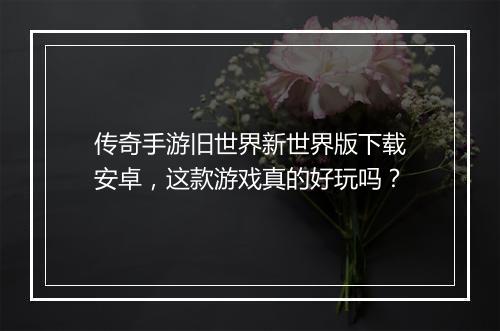 传奇手游旧世界新世界版下载安卓，这款游戏真的好玩吗？