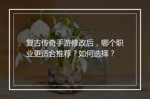 复古传奇手游修改后，哪个职业更适合推荐？如何选择？