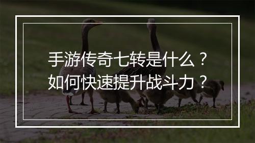 手游传奇七转是什么？如何快速提升战斗力？
