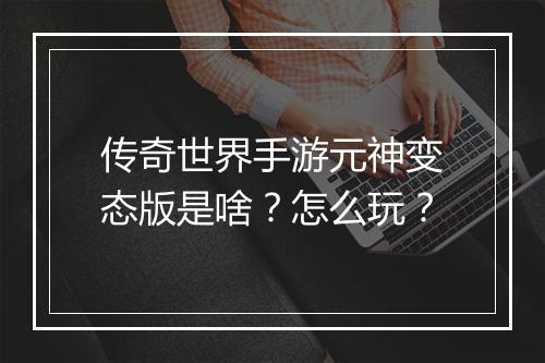 传奇世界手游元神变态版是啥？怎么玩？