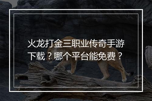 火龙打金三职业传奇手游下载？哪个平台能免费？