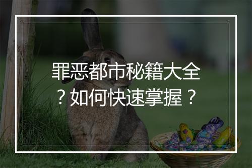 罪恶都市秘籍大全？如何快速掌握？