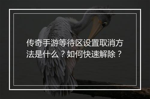 传奇手游等待区设置取消方法是什么？如何快速解除？