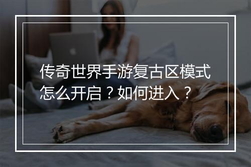 传奇世界手游复古区模式怎么开启？如何进入？