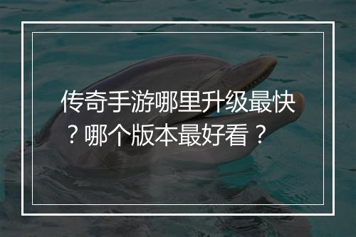传奇手游哪里升级最快？哪个版本最好看？