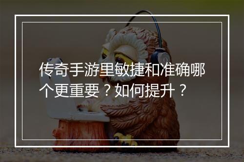 传奇手游里敏捷和准确哪个更重要？如何提升？
