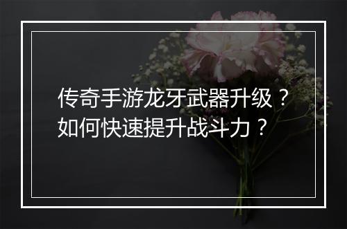 传奇手游龙牙武器升级？如何快速提升战斗力？