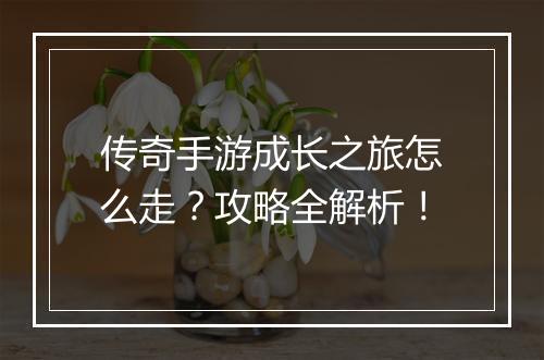 传奇手游成长之旅怎么走？攻略全解析！