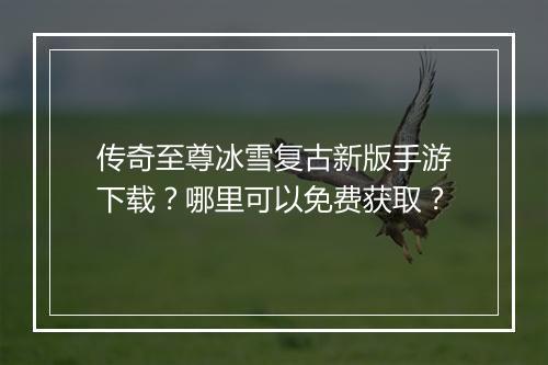 传奇至尊冰雪复古新版手游下载？哪里可以免费获取？