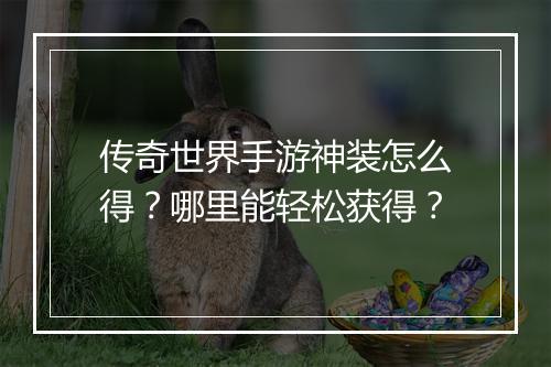 传奇世界手游神装怎么得？哪里能轻松获得？