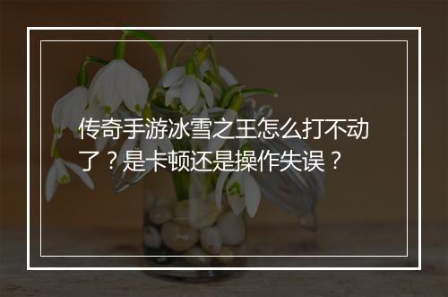 传奇手游冰雪之王怎么打不动了？是卡顿还是操作失误？