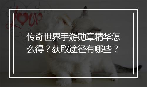 传奇世界手游勋章精华怎么得？获取途径有哪些？