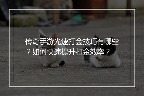 传奇手游光速打金技巧有哪些？如何快速提升打金效率？
