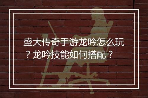 盛大传奇手游龙吟怎么玩？龙吟技能如何搭配？