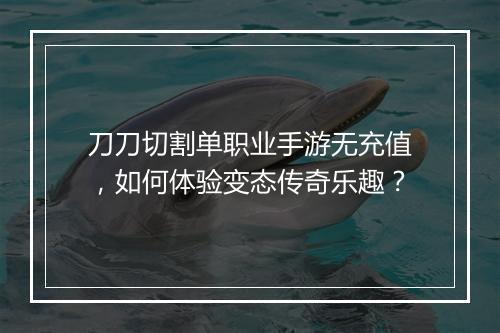 刀刀切割单职业手游无充值，如何体验变态传奇乐趣？
