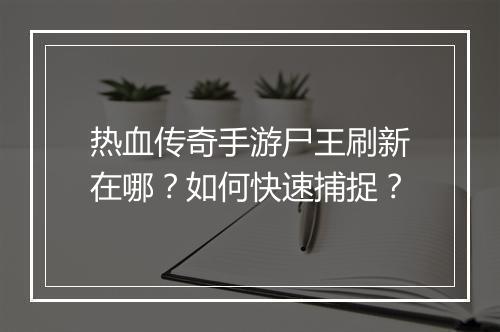 热血传奇手游尸王刷新在哪？如何快速捕捉？