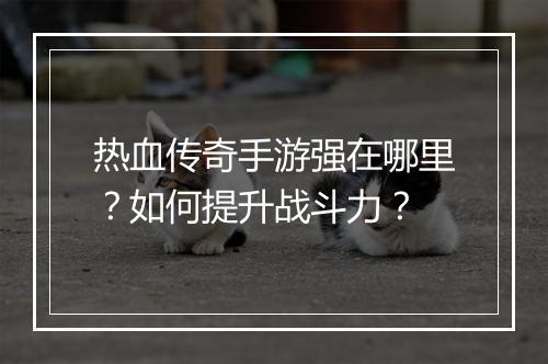 热血传奇手游强在哪里？如何提升战斗力？