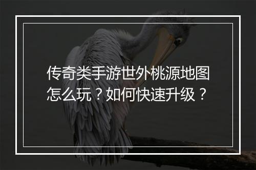 传奇类手游世外桃源地图怎么玩？如何快速升级？
